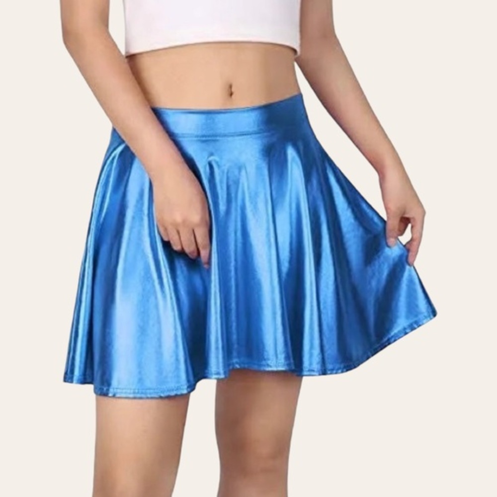 HDE Womens Metallic Flared Pleated Skater Skirt 💕